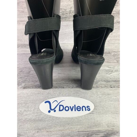 Steven By Steve Madden Womens Peep Toe Black Suede Heeled Ankle Booties Size 10 - Picture 3 of 5